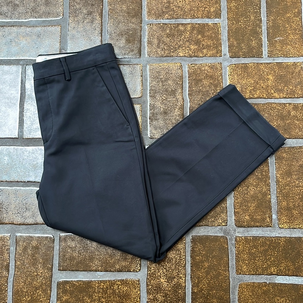 Zara Black Cropped Rolled Hem Pleated Leg Trouser Pant